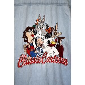 Warner Brother's Looney Tunes Denim Shirt Vintage Size Large Classic Cartoons